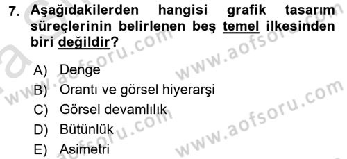 Temel Sanat ve Tasarım Eğitimi Dersi Ara Sınavı Deneme Sınav Soruları 7. Soru