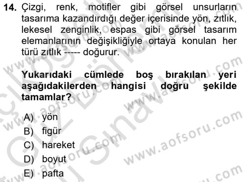 Temel Sanat ve Tasarım Eğitimi Dersi 2023 - 2024 Yılı (Final) Dönem Sonu Sınav Soruları 14. Soru