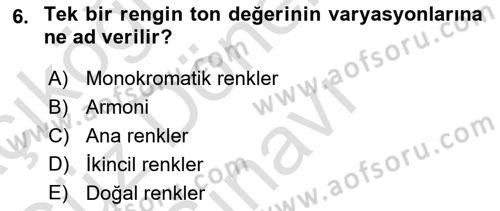 Temel Sanat ve Tasarım Eğitimi Dersi 2023 - 2024 Yılı (Final) Dönem Sonu Sınav Soruları 6. Soru