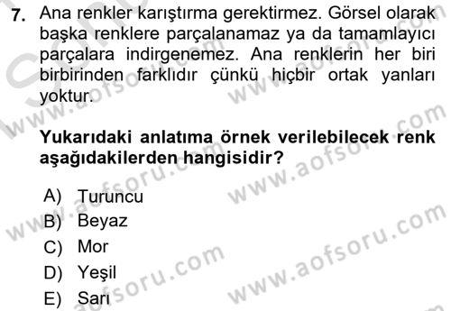 Temel Sanat ve Tasarım Eğitimi Dersi 2023 - 2024 Yılı (Final) Dönem Sonu Sınav Soruları 7. Soru