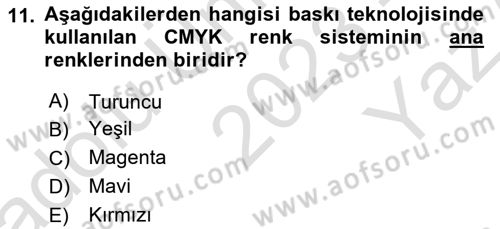 Temel Sanat ve Tasarım Eğitimi Dersi 2023 - 2024 Yılı Yaz Okulu Sınav Soruları 11. Soru