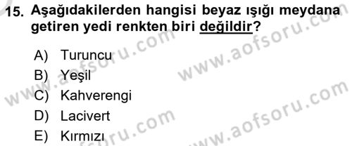 Temel Sanat ve Tasarım Eğitimi Dersi 2023 - 2024 Yılı Yaz Okulu Sınav Soruları 15. Soru