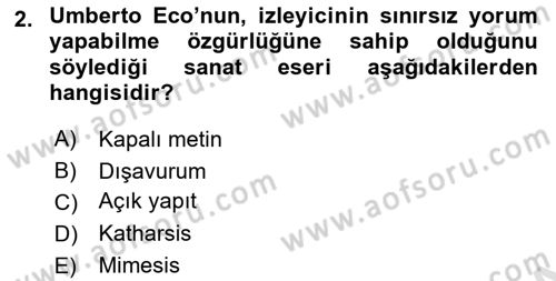 Temel Sanat ve Tasarım Eğitimi Dersi 2023 - 2024 Yılı Yaz Okulu Sınav Soruları 2. Soru