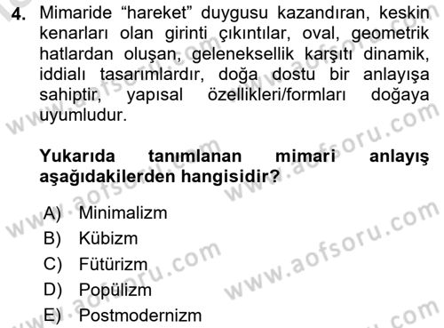 Temel Sanat ve Tasarım Eğitimi Dersi 2023 - 2024 Yılı Yaz Okulu Sınav Soruları 4. Soru
