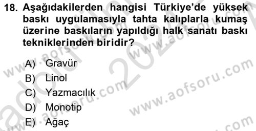 Temel Sanat ve Tasarım Eğitimi Dersi 2024 - 2025 Yılı (Vize) Ara Sınav Soruları 18. Soru