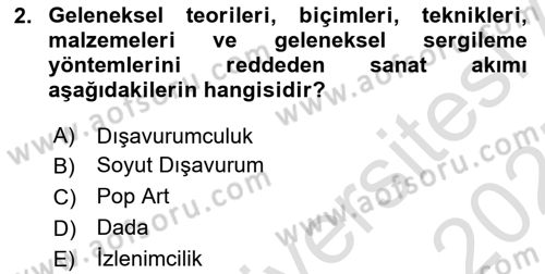 Temel Sanat ve Tasarım Eğitimi Dersi 2024 - 2025 Yılı (Vize) Ara Sınav Soruları 2. Soru