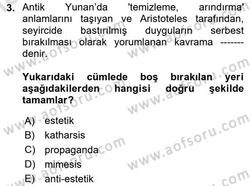 Temel Sanat ve Tasarım Eğitimi Dersi 2024 - 2025 Yılı (Vize) Ara Sınav Soruları 3. Soru