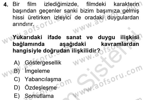 Temel Sanat ve Tasarım Eğitimi Dersi 2024 - 2025 Yılı (Vize) Ara Sınav Soruları 4. Soru
