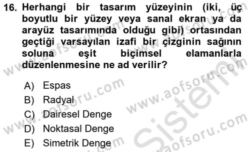 Temel Sanat ve Tasarım Eğitimi Dersi 2024 - 2025 Yılı (Final) Dönem Sonu Sınav Soruları 16. Soru