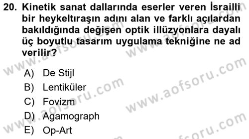 Temel Sanat ve Tasarım Eğitimi Dersi 2024 - 2025 Yılı (Final) Dönem Sonu Sınav Soruları 20. Soru