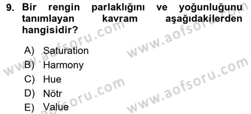 Temel Sanat ve Tasarım Eğitimi Dersi 2024 - 2025 Yılı (Final) Dönem Sonu Sınav Soruları 9. Soru
