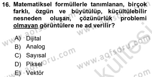 Temel Sanat ve Tasarım Eğitimi Dersi 2025 - 2026 Yılı (Vize) Ara Sınav Soruları 16. Soru