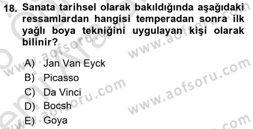 Temel Sanat ve Tasarım Eğitimi Dersi 2025 - 2026 Yılı (Vize) Ara Sınav Soruları 18. Soru