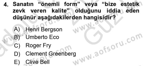 Temel Sanat ve Tasarım Eğitimi Dersi 2025 - 2026 Yılı (Vize) Ara Sınav Soruları 4. Soru