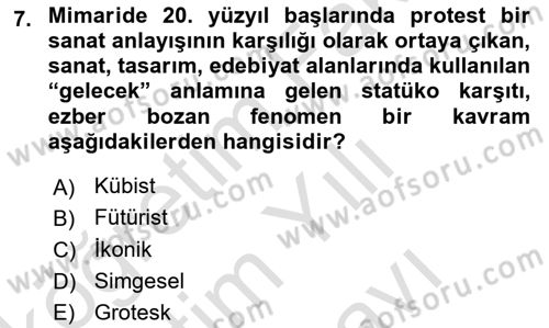 Temel Sanat ve Tasarım Eğitimi Dersi 2025 - 2026 Yılı (Vize) Ara Sınav Soruları 7. Soru