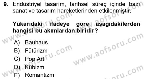 Temel Sanat ve Tasarım Eğitimi Dersi 2025 - 2026 Yılı (Vize) Ara Sınav Soruları 9. Soru