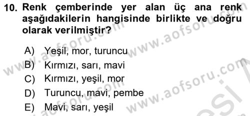 Temel Sanat ve Tasarım Eğitimi Dersi 2025 - 2026 Yılı (Final) Dönem Sonu Sınav Soruları 10. Soru
