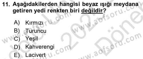 Temel Sanat ve Tasarım Eğitimi Dersi 2025 - 2026 Yılı (Final) Dönem Sonu Sınav Soruları 11. Soru