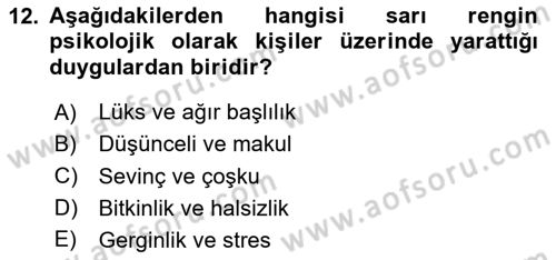 Temel Sanat ve Tasarım Eğitimi Dersi 2025 - 2026 Yılı (Final) Dönem Sonu Sınav Soruları 12. Soru