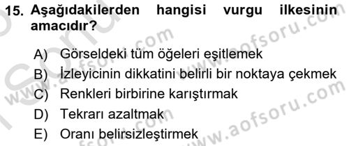 Temel Sanat ve Tasarım Eğitimi Dersi 2025 - 2026 Yılı (Final) Dönem Sonu Sınav Soruları 15. Soru