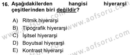 Temel Sanat ve Tasarım Eğitimi Dersi 2025 - 2026 Yılı (Final) Dönem Sonu Sınav Soruları 16. Soru