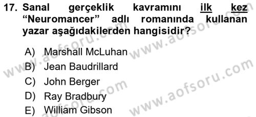 Temel Sanat ve Tasarım Eğitimi Dersi 2025 - 2026 Yılı (Final) Dönem Sonu Sınav Soruları 17. Soru