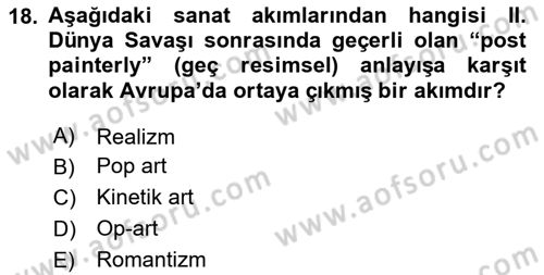 Temel Sanat ve Tasarım Eğitimi Dersi 2025 - 2026 Yılı (Final) Dönem Sonu Sınav Soruları 18. Soru