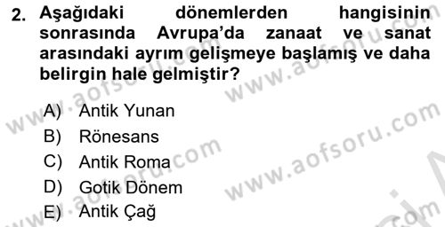 Temel Sanat ve Tasarım Eğitimi Dersi 2025 - 2026 Yılı (Final) Dönem Sonu Sınav Soruları 2. Soru