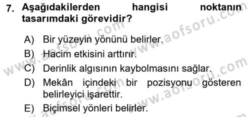 Temel Sanat ve Tasarım Eğitimi Dersi 2025 - 2026 Yılı (Final) Dönem Sonu Sınav Soruları 7. Soru