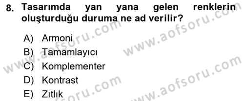 Temel Sanat ve Tasarım Eğitimi Dersi 2025 - 2026 Yılı (Final) Dönem Sonu Sınav Soruları 8. Soru