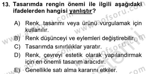 Temel Sanat ve Tasarım Eğitimi Dersi 2025 - 2026 Yılı Yaz Okulu Sınav Soruları 13. Soru