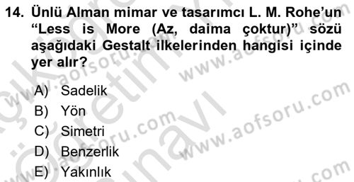 Temel Sanat ve Tasarım Eğitimi Dersi 2025 - 2026 Yılı Yaz Okulu Sınav Soruları 14. Soru