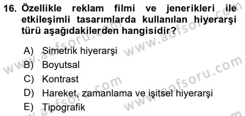 Temel Sanat ve Tasarım Eğitimi Dersi 2025 - 2026 Yılı Yaz Okulu Sınav Soruları 16. Soru