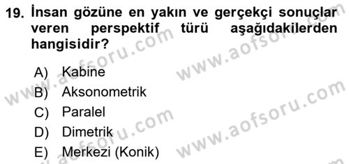 Temel Sanat ve Tasarım Eğitimi Dersi 2025 - 2026 Yılı Yaz Okulu Sınav Soruları 19. Soru