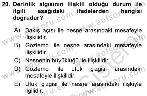 Temel Sanat ve Tasarım Eğitimi Dersi 2025 - 2026 Yılı Yaz Okulu Sınav Soruları 20. Soru