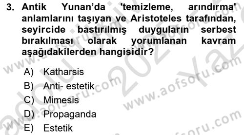 Temel Sanat ve Tasarım Eğitimi Dersi 2025 - 2026 Yılı Yaz Okulu Sınav Soruları 3. Soru