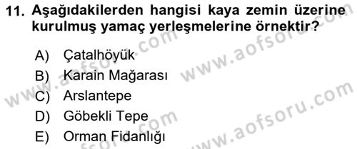 Anadolu Kültür Tarihi Dersi 2021 - 2022 Yılı (Vize) Ara Sınav Soruları 11. Soru