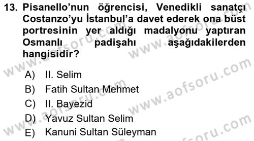 Anadolu Kültür Tarihi Dersi 2021 - 2022 Yılı (Final) Dönem Sonu Sınav Soruları 13. Soru