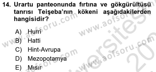 Anadolu Kültür Tarihi Dersi 2021 - 2022 Yılı (Final) Dönem Sonu Sınav Soruları 14. Soru