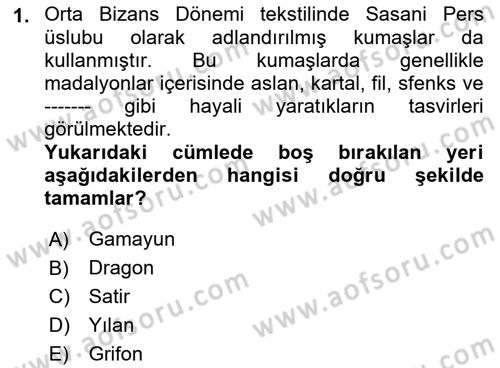 Anadolu Kültür Tarihi Dersi 2021 - 2022 Yılı Yaz Okulu Sınav Soruları 1. Soru