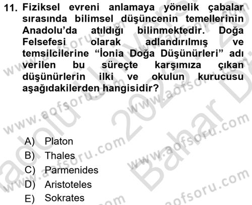 Anadolu Kültür Tarihi Dersi 2023 - 2024 Yılı (Vize) Ara Sınav Soruları 11. Soru