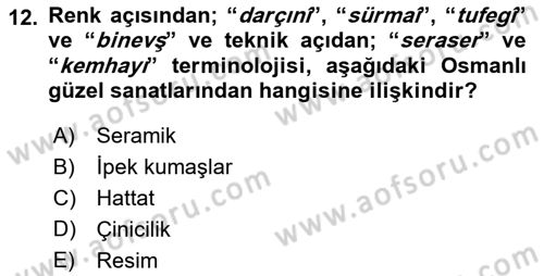 Anadolu Kültür Tarihi Dersi 2023 - 2024 Yılı (Final) Dönem Sonu Sınav Soruları 12. Soru