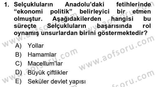 Anadolu Kültür Tarihi Dersi 2023 - 2024 Yılı Yaz Okulu Sınav Soruları 1. Soru