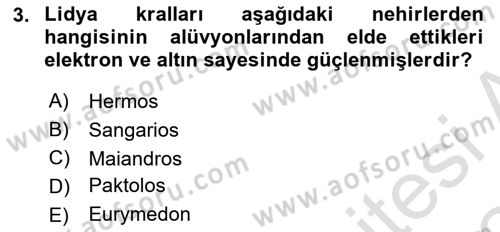 Anadolu Kültür Tarihi Dersi 2023 - 2024 Yılı Yaz Okulu Sınav Soruları 3. Soru