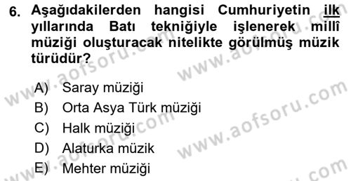Anadolu Kültür Tarihi Dersi 2023 - 2024 Yılı Yaz Okulu Sınav Soruları 6. Soru