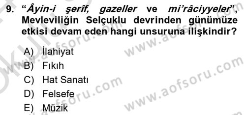 Anadolu Kültür Tarihi Dersi 2023 - 2024 Yılı Yaz Okulu Sınav Soruları 9. Soru