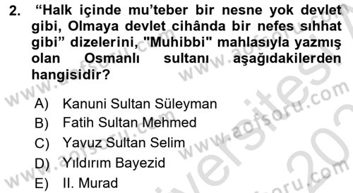 Anadolu Kültür Tarihi Dersi 2024 - 2025 Yılı (Final) Dönem Sonu Sınav Soruları 2. Soru
