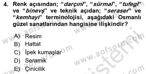 Anadolu Kültür Tarihi Dersi 2024 - 2025 Yılı (Final) Dönem Sonu Sınav Soruları 4. Soru