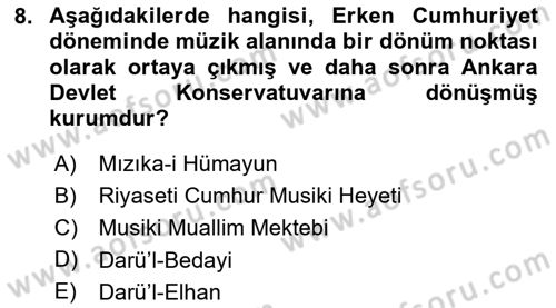 Anadolu Kültür Tarihi Dersi 2024 - 2025 Yılı (Final) Dönem Sonu Sınav Soruları 8. Soru