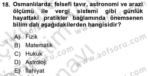 Anadolu Kültür Tarihi Dersi 2024 - 2025 Yılı Yaz Okulu Sınav Soruları 18. Soru